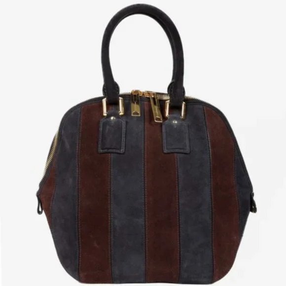 Burberry Prorsum Fall 2012 Runway Stripe Navy Purple Suede Bag - Picture 1 of 16